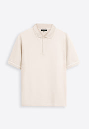 Model wearing cotton polo shirt with classic collar by East Vibe